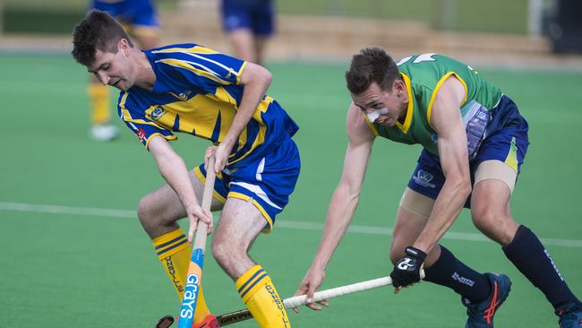 Liam McKay (left) of Townsville and Matthew Rutter of Brisbane Picture: Kevin Farmer