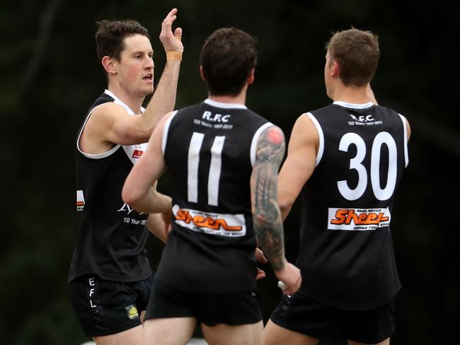 Trent Farmer celebrates another goal. Picture: Mark Dadswell