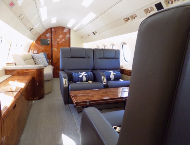 The interior of a Falcon 900. Picture: flightcharter.com.au