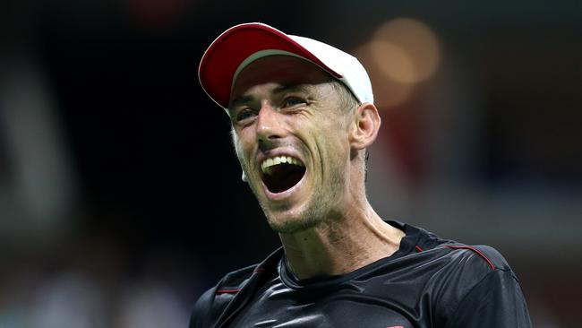 NEW YORK, NY - SEPTEMBER 03:  John Millman of Australia shows his emotions during the men's singles fourth round match against Roger Federer of Switzerland on Day Eight of the 2018 US Open at the USTA Billie Jean King National Tennis Center on September 3, 2018 in the Flushing neighborhood of the Queens borough of New York City.  (Photo by Alex Pantling/Getty Images)