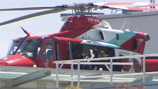 The cyclist arrives at the Royal Adelaide Hospital. Picture: 7NEWS Adelaide