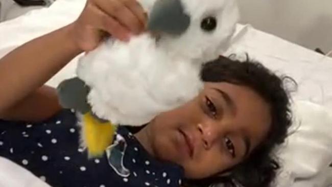 The Tamil mother of the “Biloela Family”, Priya Murugappan, has released a video message from Perth Children’s Hospital, where her daughter Tharunicaa is being treated. Picture: Supplied