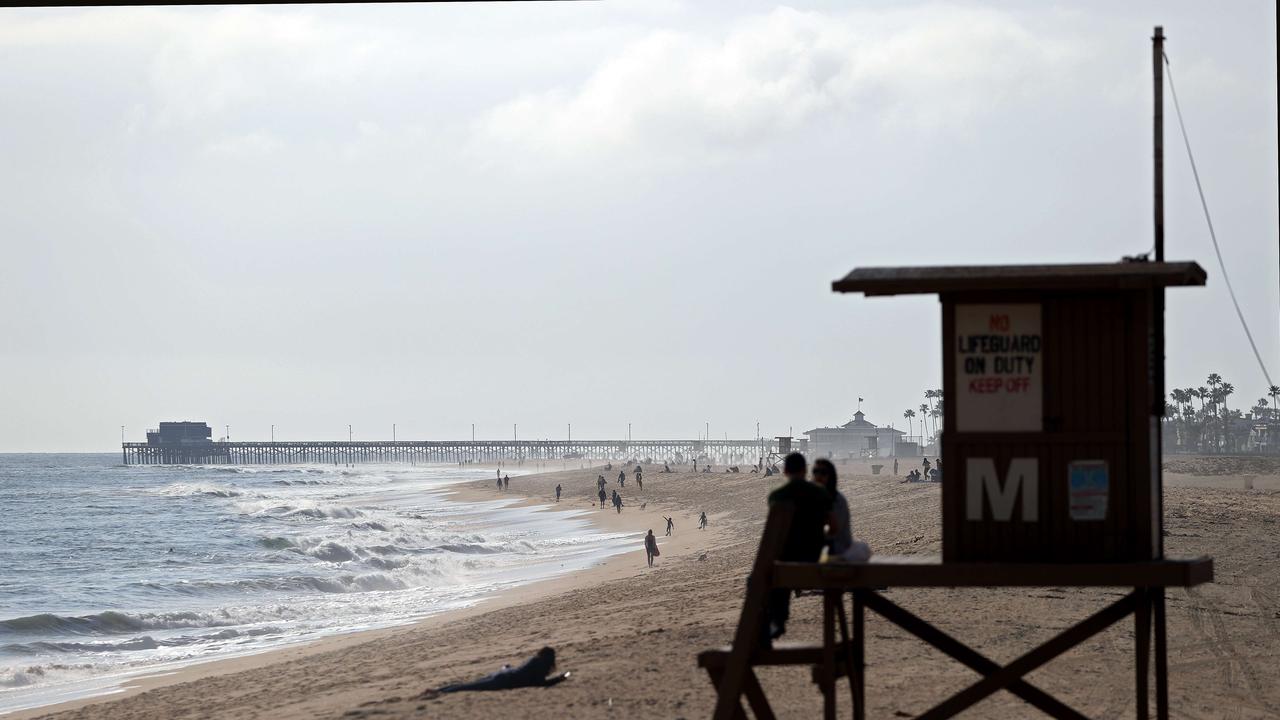 People in Newport Beach, California, following social distancing rules on Easter Saturday. Picture: Michael Heiman/Getty Images/AFP