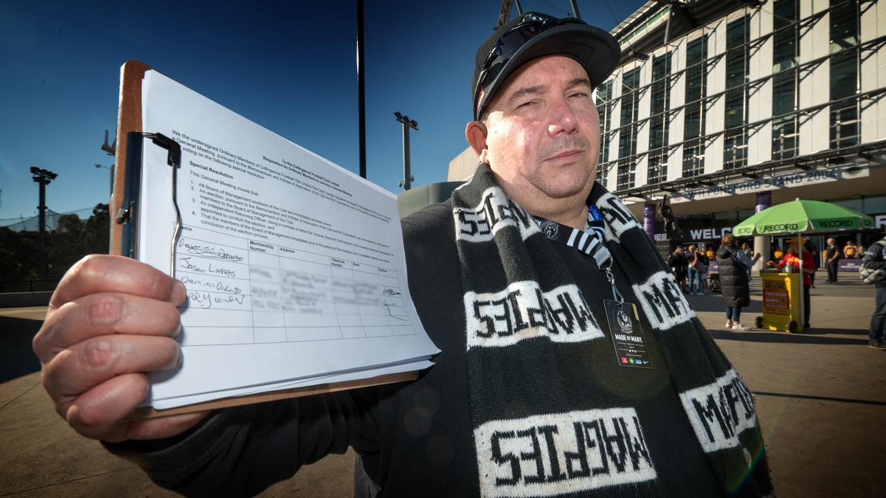 Collingwood fans signed a petition for an EGM on Sunday. Picture: Tony Gough
