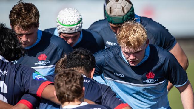 Jack Barrett, right, playing for a Waratahs Academy team last year.