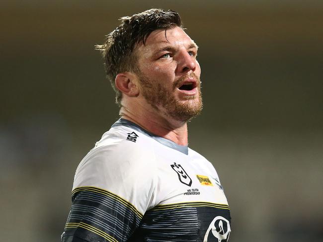 SYDNEY, AUSTRALIA - AUGUST 29: Josh McGuire of the Cowboys looks on during the round 16 NRL match between the Cronulla Sharks and the North Queensland Cowboys at Netstrata Jubilee Stadium on August 29, 2020 in Sydney, Australia. (Photo by Jason McCawley/Getty Images)