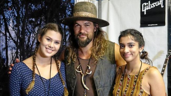 Hollywood star Jason Momoa was happy to interacts with fans backstage at Bluesfest 2017. Picture: Northern Star