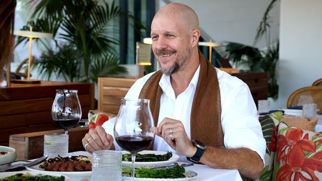 Brisbane restaurateur Andrew Baturo dines with Kylie Lang at Tillerman Seafood Restaurant. Picture: David Clark