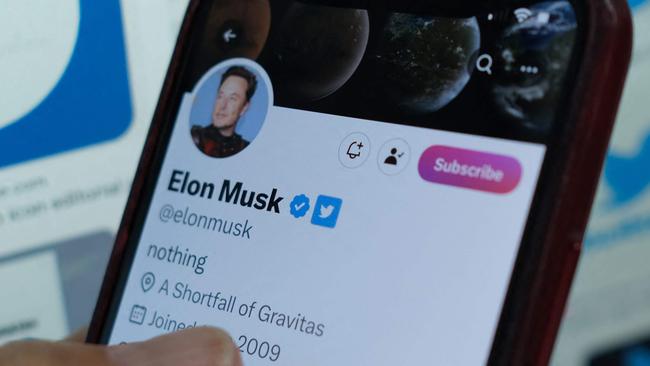 Elon Musk has a blue tick next to his name on his Twitter account. Picture: Chris Delmas/AFP