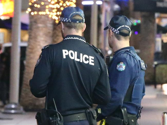 Police on patrol in  Surfers Paradise on Thursday Nnight. Picture Glenn Hampson