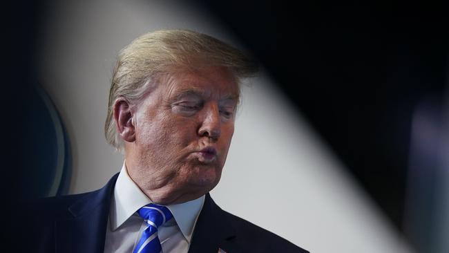 Donald Trump during the daily briefing. Picture: AFP.