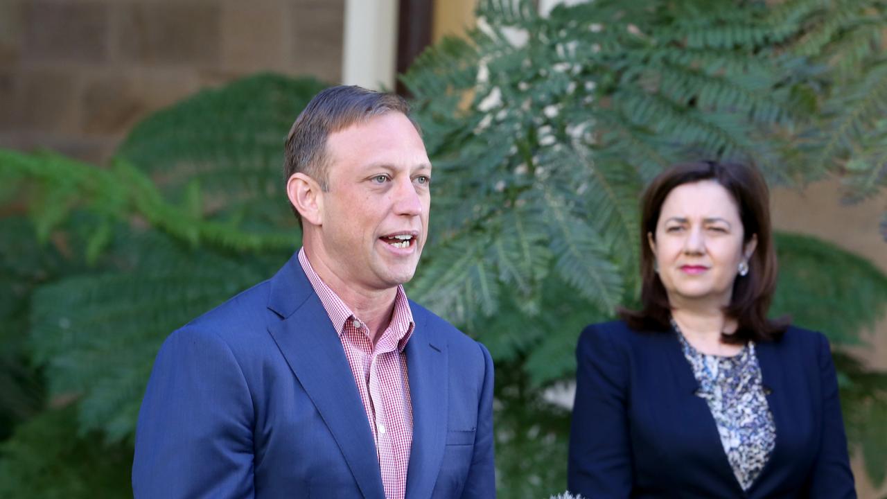 Steven Miles at a media conference with Premier Annastacia Palaszczuk. “She’s very, very good at reading what Queenslanders think and want.” Picture: Steve Pohlner