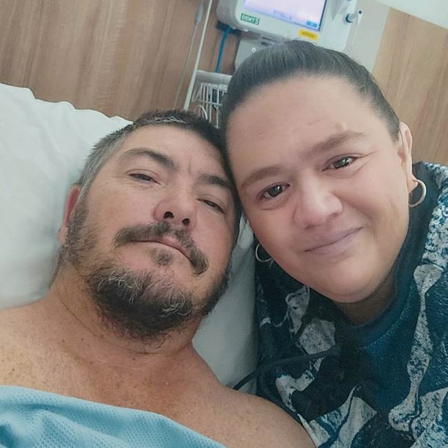 Jason Taylor and Lisa Adams are high school sweethearts and have been together for 25 years. He became the sole breadwinner and her carer when her vision deteriorated about six months ago. Photo supplied by Lisa Adams