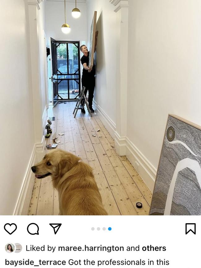 The couple’s dog is also featured in the reno updates. Picture: Instagram