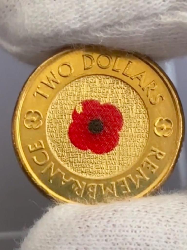 Australia’s rarest circulating $2 coin, commemorating Remembrance Day 2012. Picture: TikTok