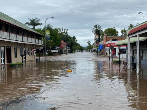 The town of Laidley is inundated by floodwaters. Picture: Anthony Wilson