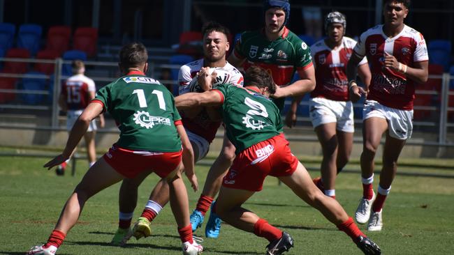 Meninga Cup semi-final action between the Redcliffe Dolphins and Wynnum-Manly Seagulls. Saturday April 15, 2023.
