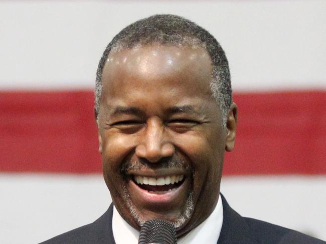 Republican presidential candidate Ben Carson smiles during a campaign rally at West Memphis High School on Friday, Oct. 30, 2015, in West Memphis, Ark. (Nikki Boertman/The Commercial Appeal via AP)