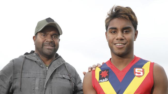 Kysaiah Pickett and his uncle, former AFL star Byron Pickett.