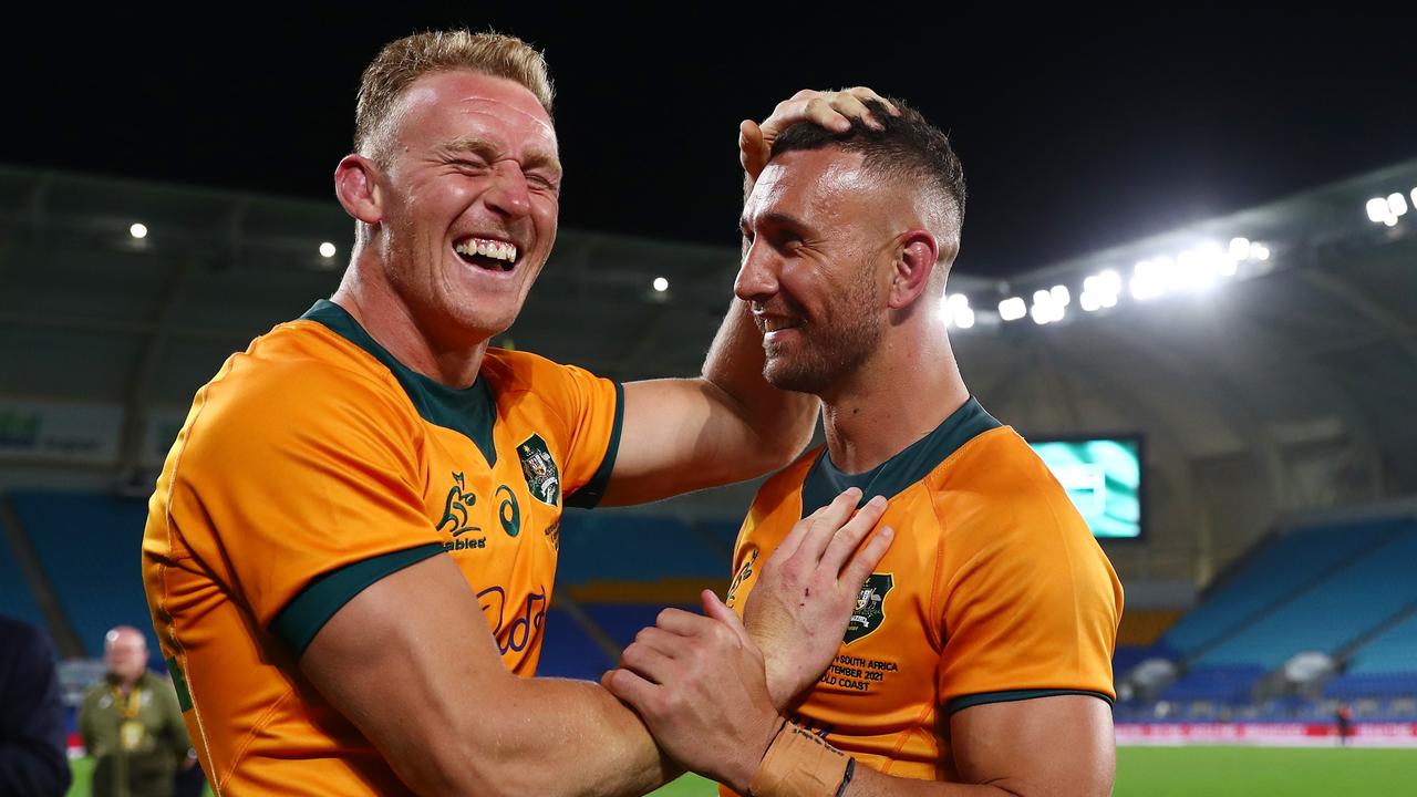 Reece Hodge and Quade Cooper are set to miss the Wallabies European tour (Photo by Chris Hyde/Getty Images)