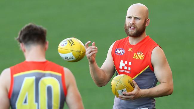 Gary Ablett at Suns training ... but how much longer will he call Metricon Stadium home? Picture: Getty Images