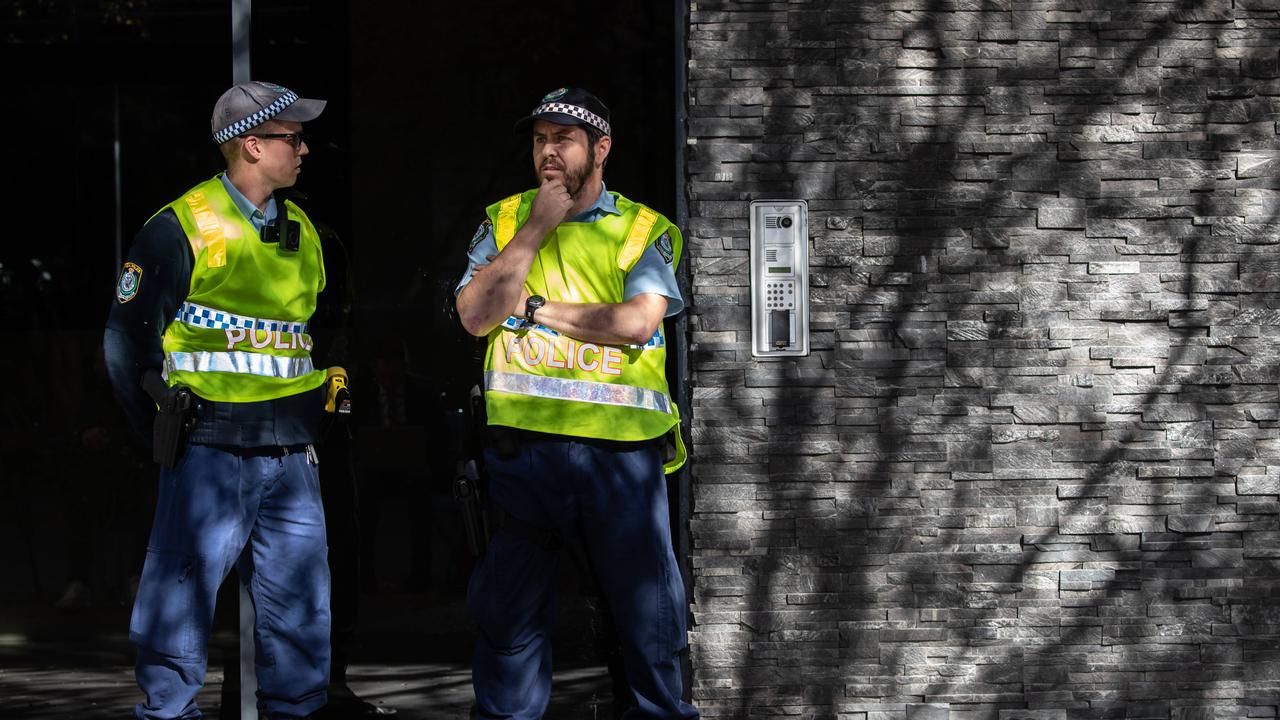 Police have been spotted outside Mascot Towers. Picture: Monique Harmer