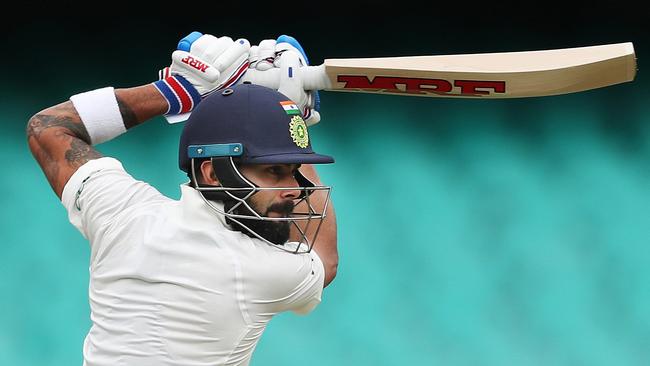 India's Virat Kohli goes on the attack against a Cricket Australia XI at the SCG last week. Picture. Phil Hillyard