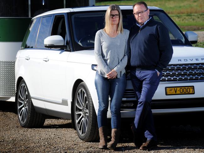 James and Sally Morphy of Barrabool in Victoria with the 2016 Range Rover they purchased for $260,000 and which has had serious mechanical problems. Picture: Andrew Henshaw