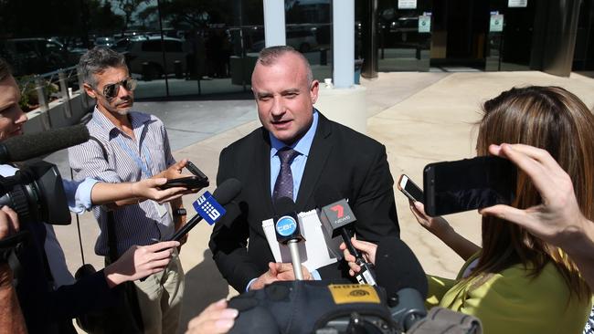 Campbell MacCallum fronts the media outside the Southport Courthouse.