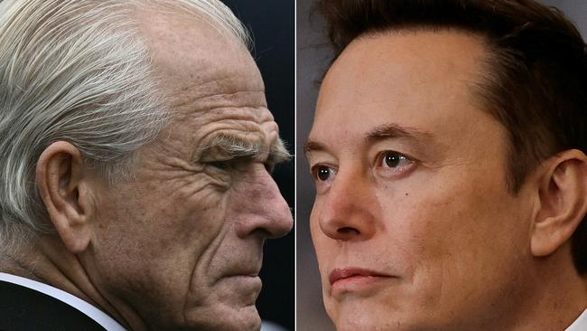 Tensions between Peter Navarro and Elon Musk over Donald Trump's tariff policy are deepening. Picture: AFP
