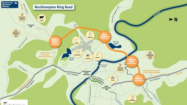 CONCEPT MAP: The $1 billion Rockhampton Ring Road project involves the construction of a link of the Bruce Highway, west of Rockhampton, with key linkages into the city at the Capricorn Highway, Ridgelands Road, Alexandra Street and Yaamba Road (Rockhampton-Yeppoon Road).