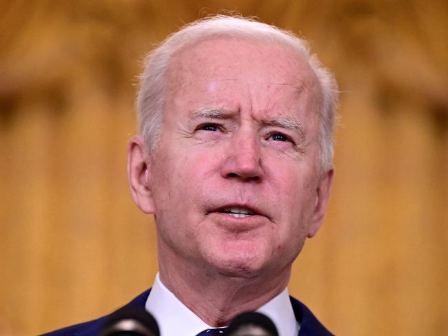 US President Joe Biden delivers remarks on Russia at the White House in Washington, DC on April 15, 2021. (Photo by JIM WATSON / AFP)