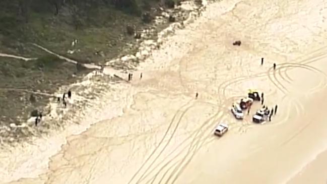 The scene at Salt Beach, Kingscliff, Sunday. Picture: 7NEWS