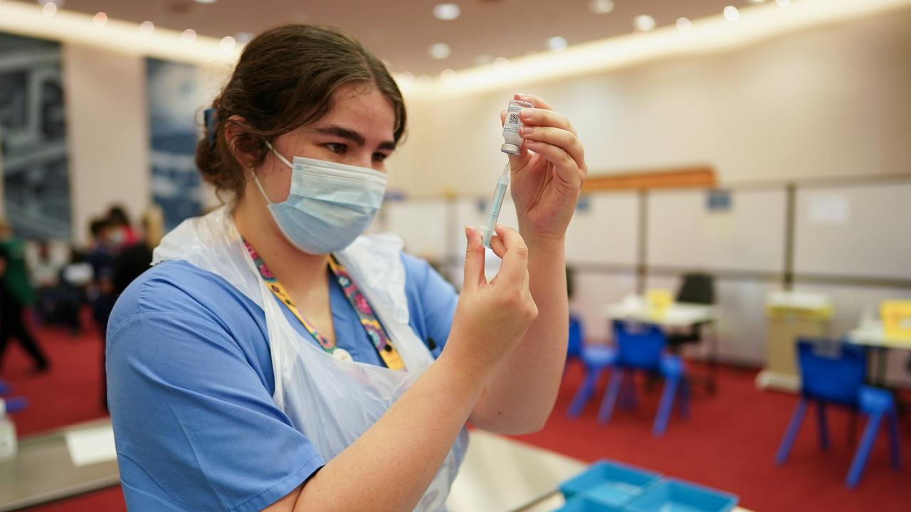 Nurse Maddie Bransfield draws up the Moderna Covid-19 booster in England. Picture: Getty Images.