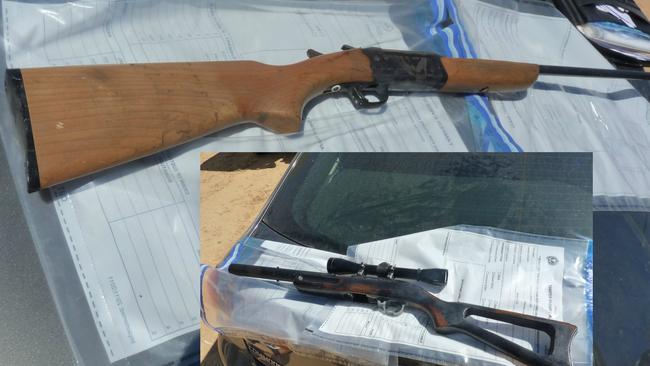 Firearms found by police during a search of the Hells Angels compound at Ponde. Picture: SA Police.