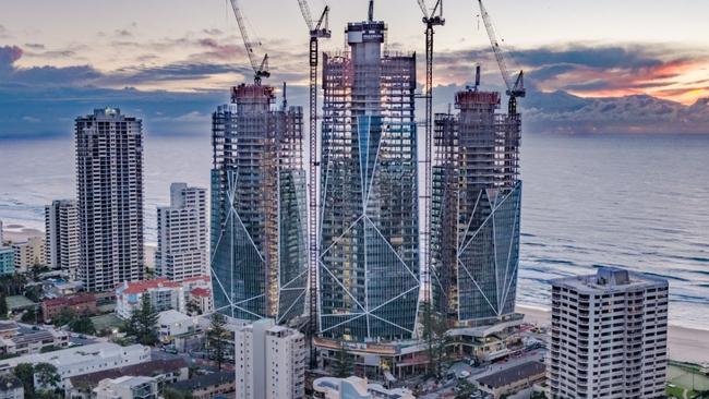 The Jewel towers taking shape in Surfers Paradise. Photo: Supplied