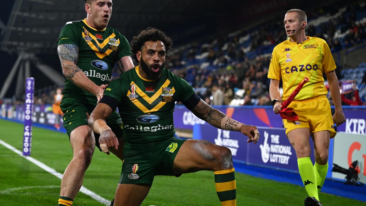 Josh Addo-Carr was deadly. Photo by Gareth Copley/Getty Images