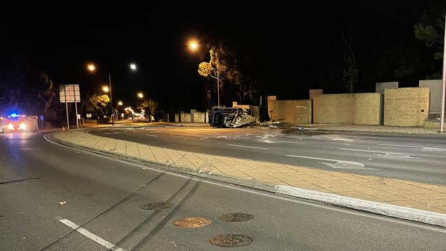 Heavy tyre markings can be seen leading through the intersection. Picture: Dylan Hogarth