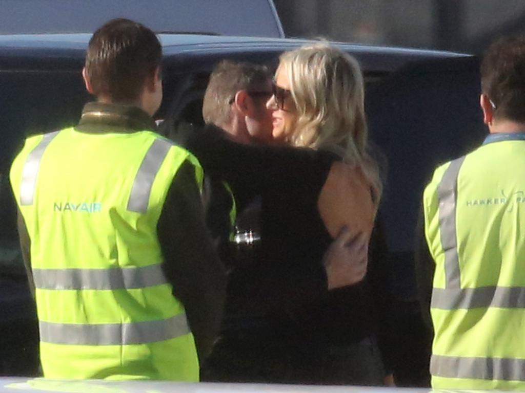 Roxy Jacenko hugs staff at Hawker Pacific base, at Sydney airport as her hunsabd, Oliver Curtis lands in Sydney after being released from prison this morning, Mascot, Sydney, Australia, 23 June 2017.