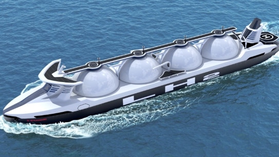 An artist’s impression of a future liquid hydrogen carrier. Rio’s chief scientist says hydrogen makes little sense as an export commodity, however.