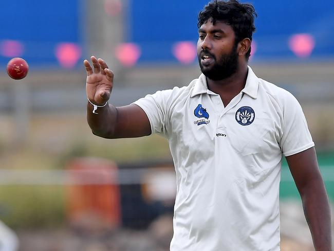 SunshineÃs Charith Fernando during the VTCA Cricket: Spotswood v Sunshine match in Spotswood, Saturday, Jan. 16, 2021. Picture: Andy Brownbill