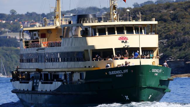 The Queenscliff departs Manly Cove. Photo essay on SydneyÕs, Manly ferries. Harbour City Ferries has four freshwater class vessels, consisting of Queelscliff, Narrabeen, Collaroy and Freshwater. Sydney Harbour, ferry. Picture; Bradley Hunter