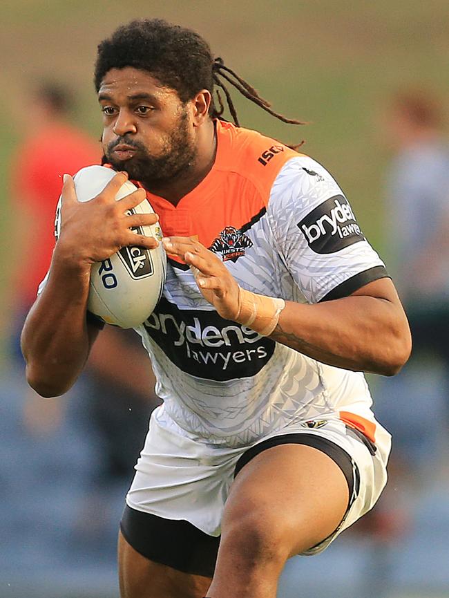 Jamal Idris hits the ball up against the Cowboys. Picture: Mark Evans