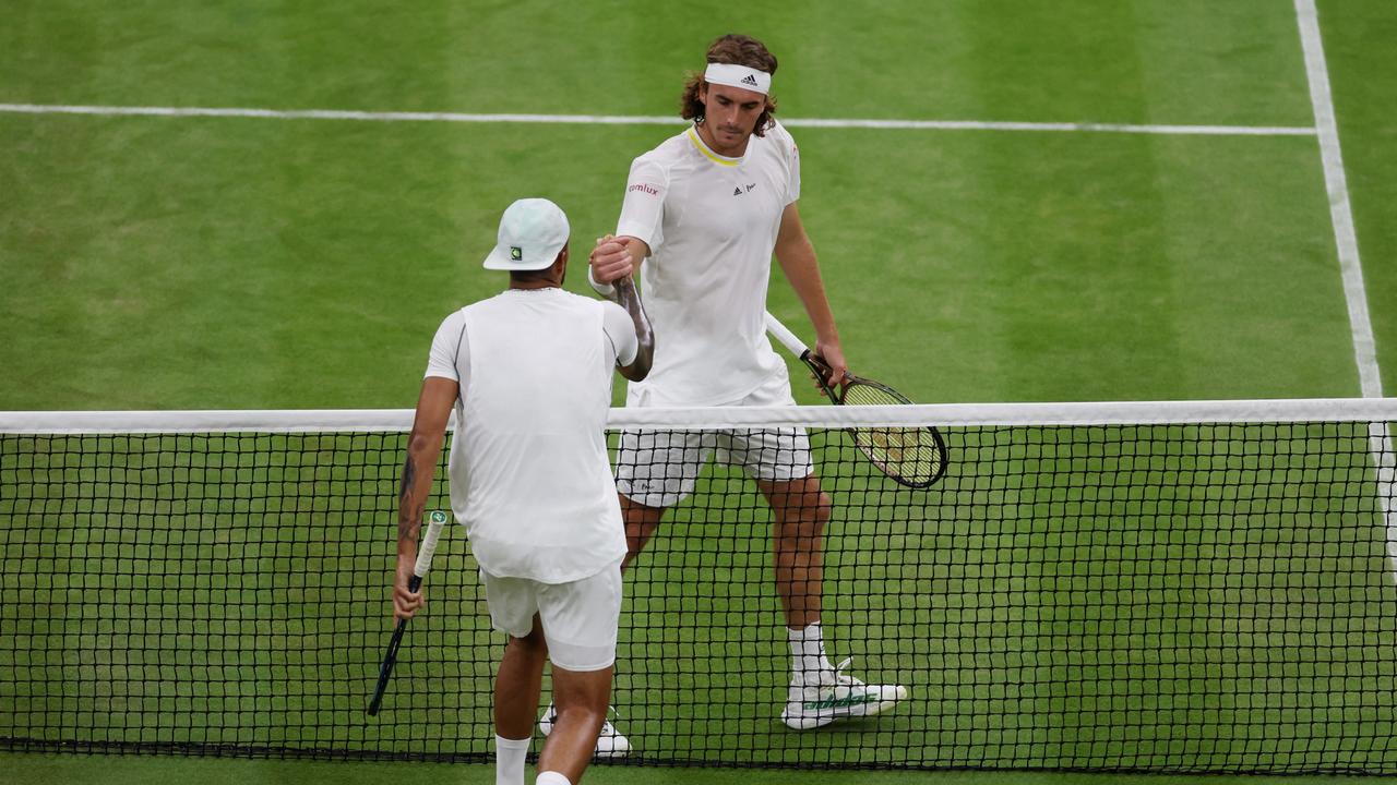 Nick Kyrgios and Stefanos Tsitsipas have traded barbs ever since their 2022 match at Wimbledon. (Photo by Clive Brunskill/Getty Images)