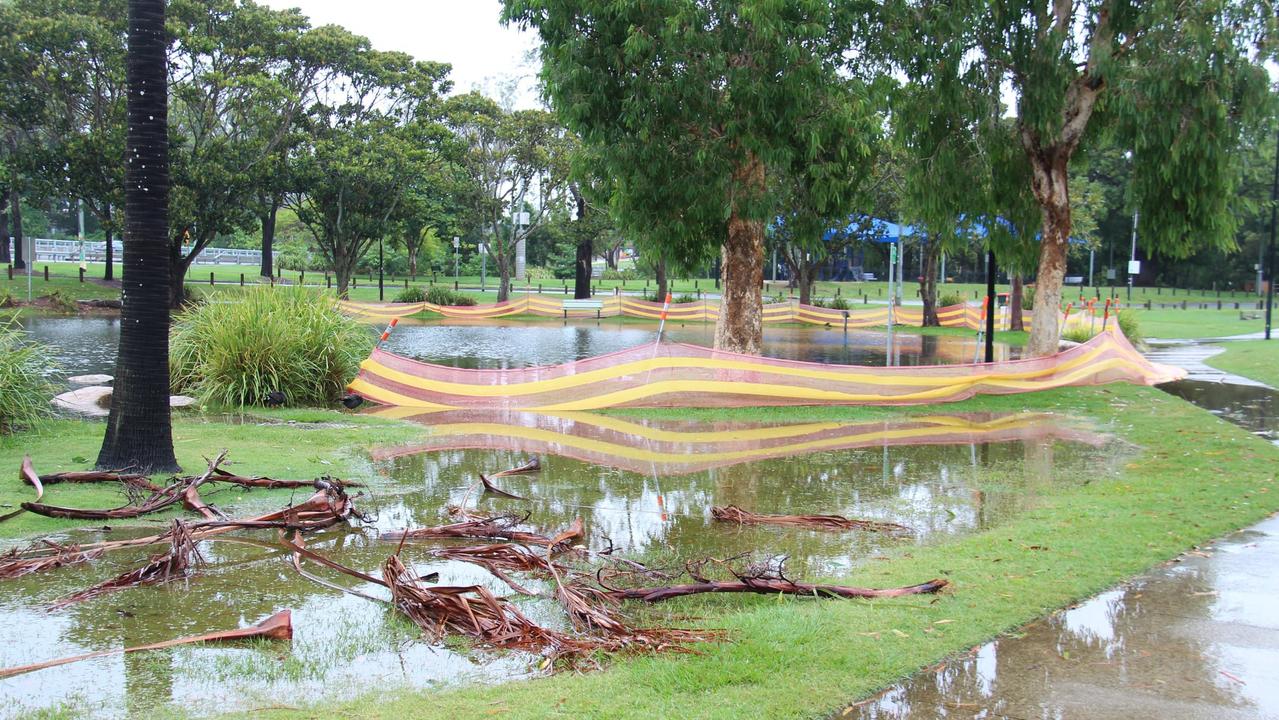 Centenary Lakes is looking very full after a weekend of heavy rain. PHOTO: ERIN SMITH for Redcliffe Herald