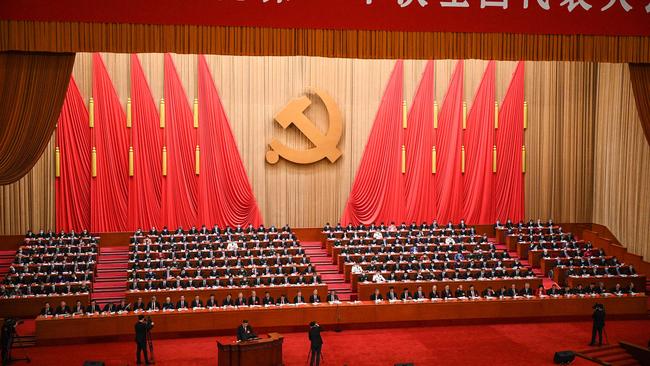 The opening session of the 20th Chinese Communist Party's Congress at the Great Hall of the People in Beijing on Sunday. Picture: AFP