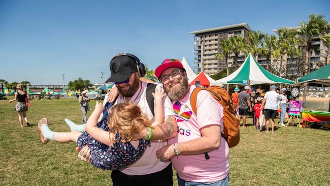 Billy Burgess and Jake Burgess as Territorians celebrating all things in 2024 at the Darwin Waterfront. Picture: Pema Tamang Pakhrin