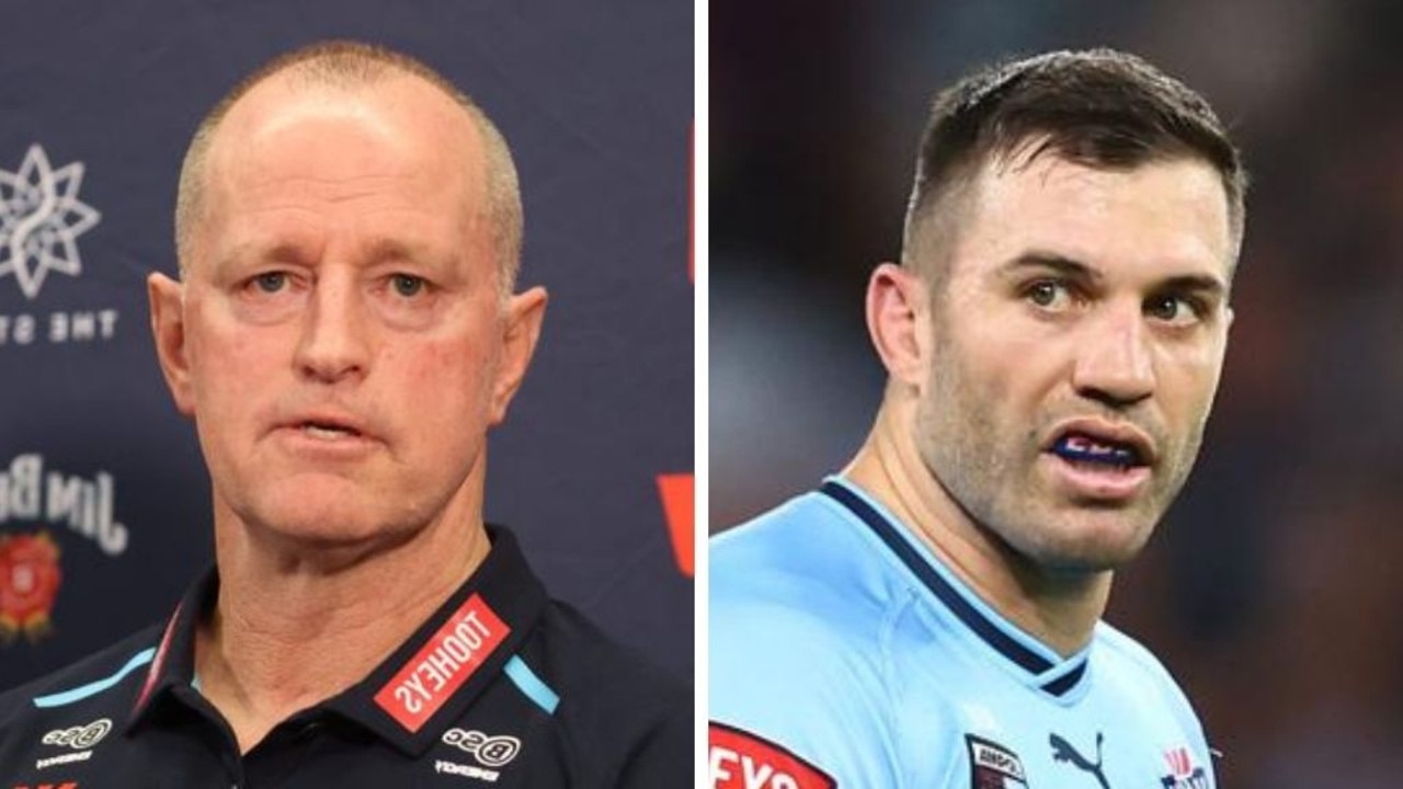 Michael Maguire and James Tedesco. Photos: News Corp/Getty Images