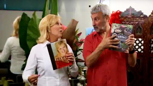 ‘Grubby guy’ ... Kennerley appears with Don Burke in a book commercial in the mid-2000s.