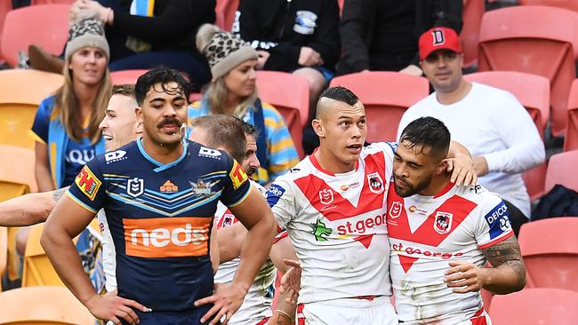 The Dragons weren’t perfect but they were still too good for the Titans. Picture: AAP.